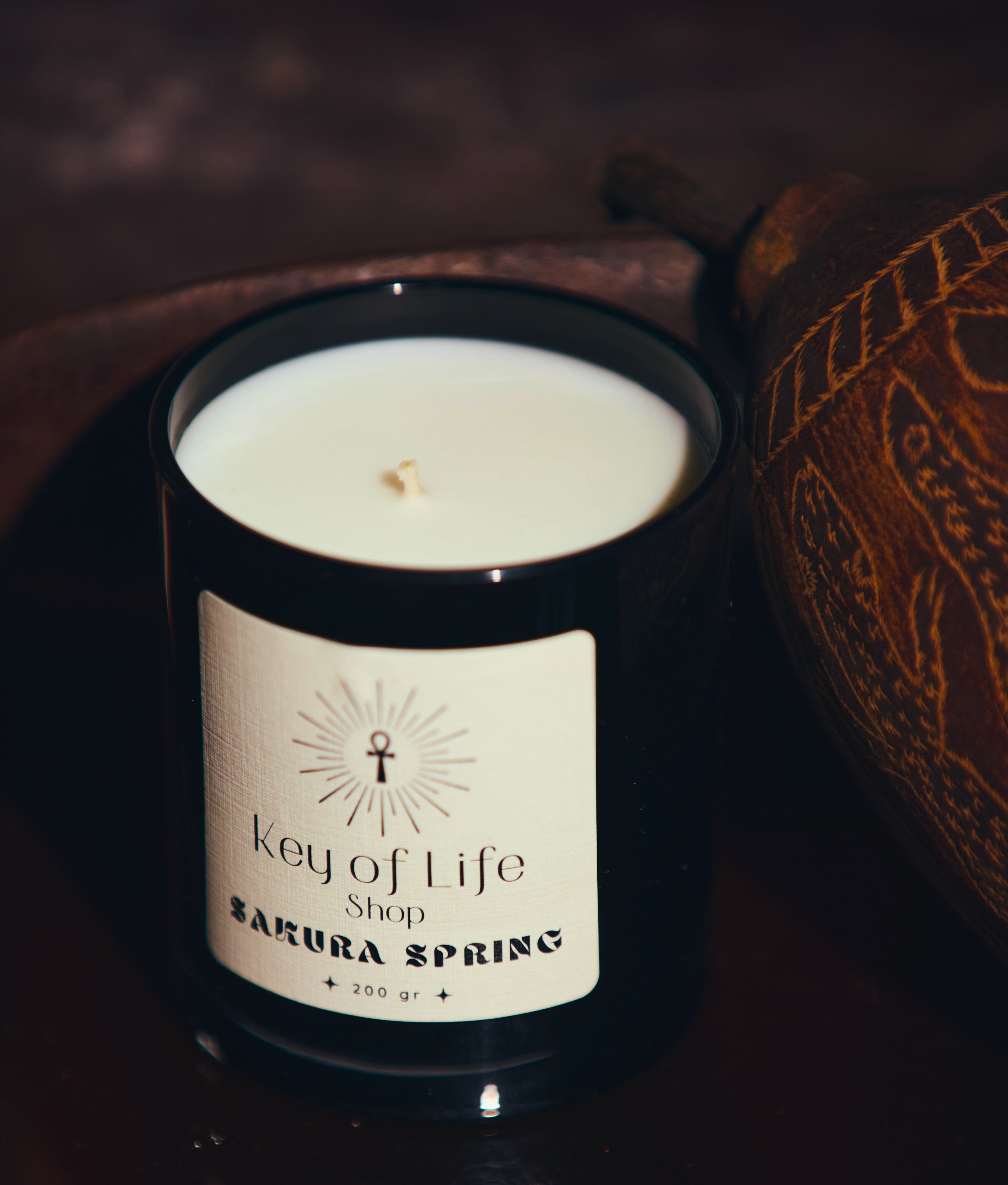 hand made hand poured soy wax candle black jar